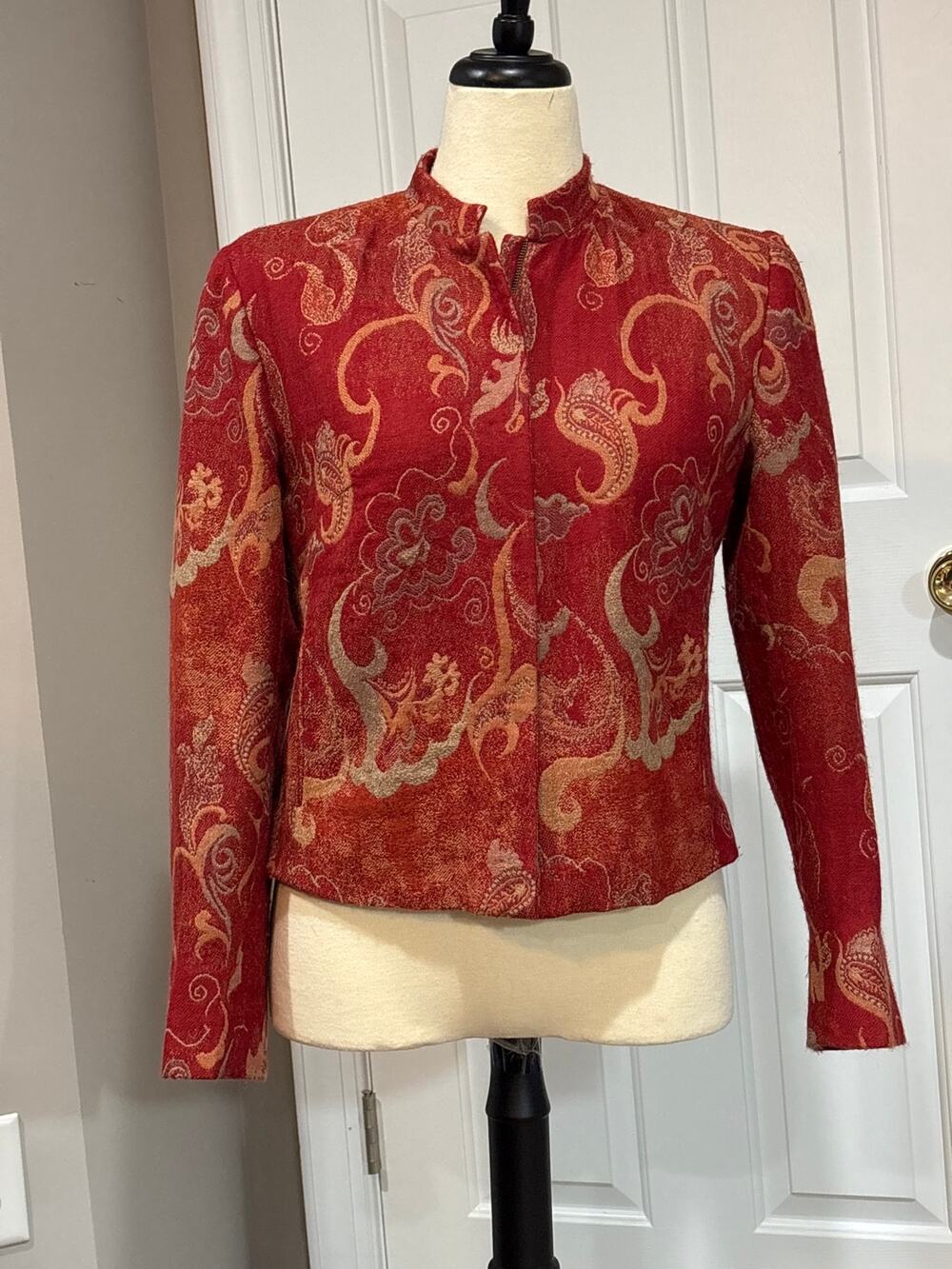 Anthropologie Moksha Sz L Wool & Silk Lined Tapestry Jacket Moody Romantic Indie